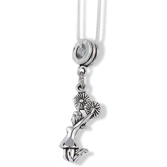 Cheerleader with Pom Poms Charm Snake Chain Necklace - Picture 1 of 4
